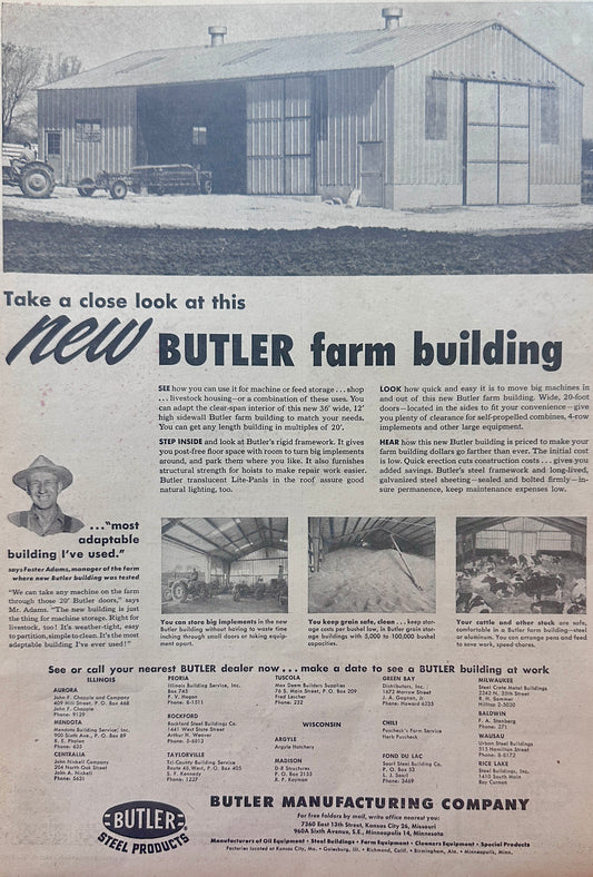 1954 Butler Steel Farm Building Vintage Ad #1238