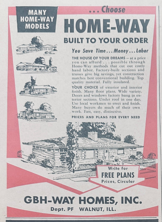 1955 Home-Way Built To Your ORder Homes Walnut, IL Ad #1244