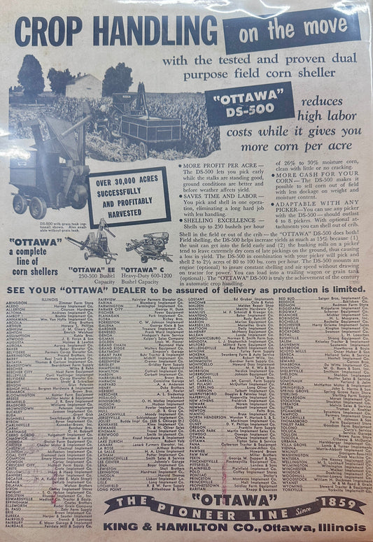 1954 Crop Handling on the Move Ottawa DS-500 Ad #1252