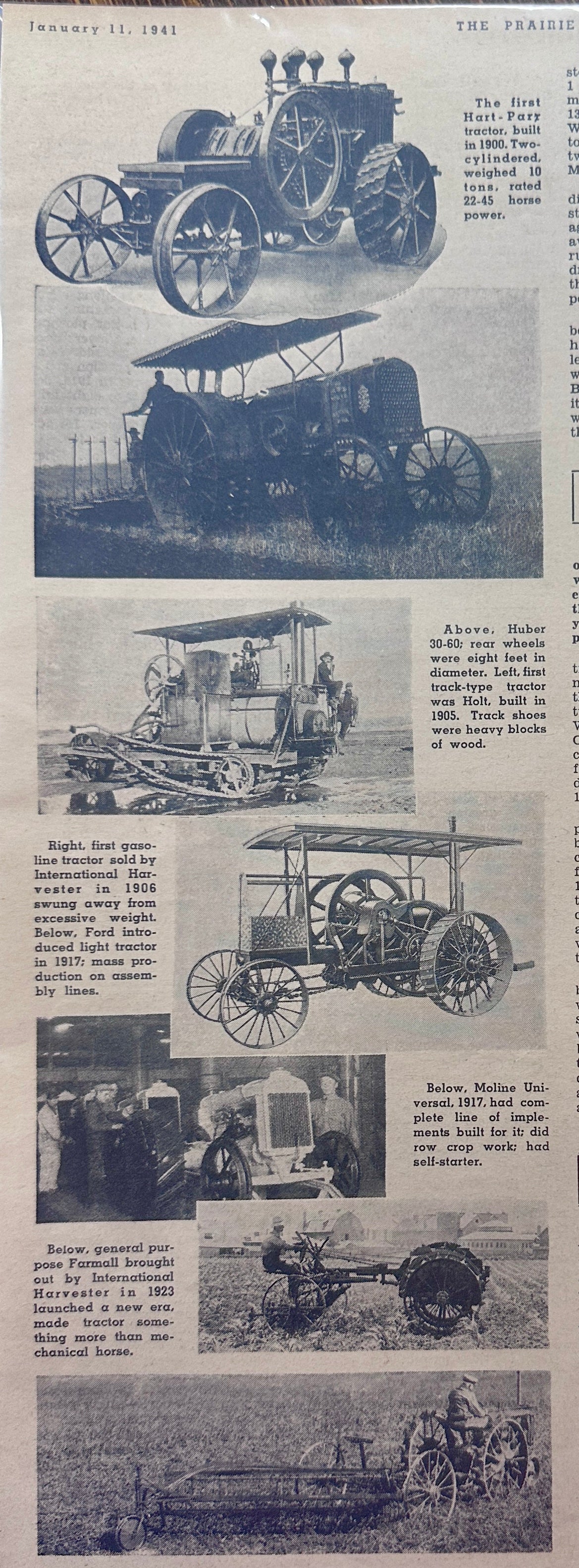 1941 Article on Early Tractors & Gas Engines Showing Real Photos AD #1256