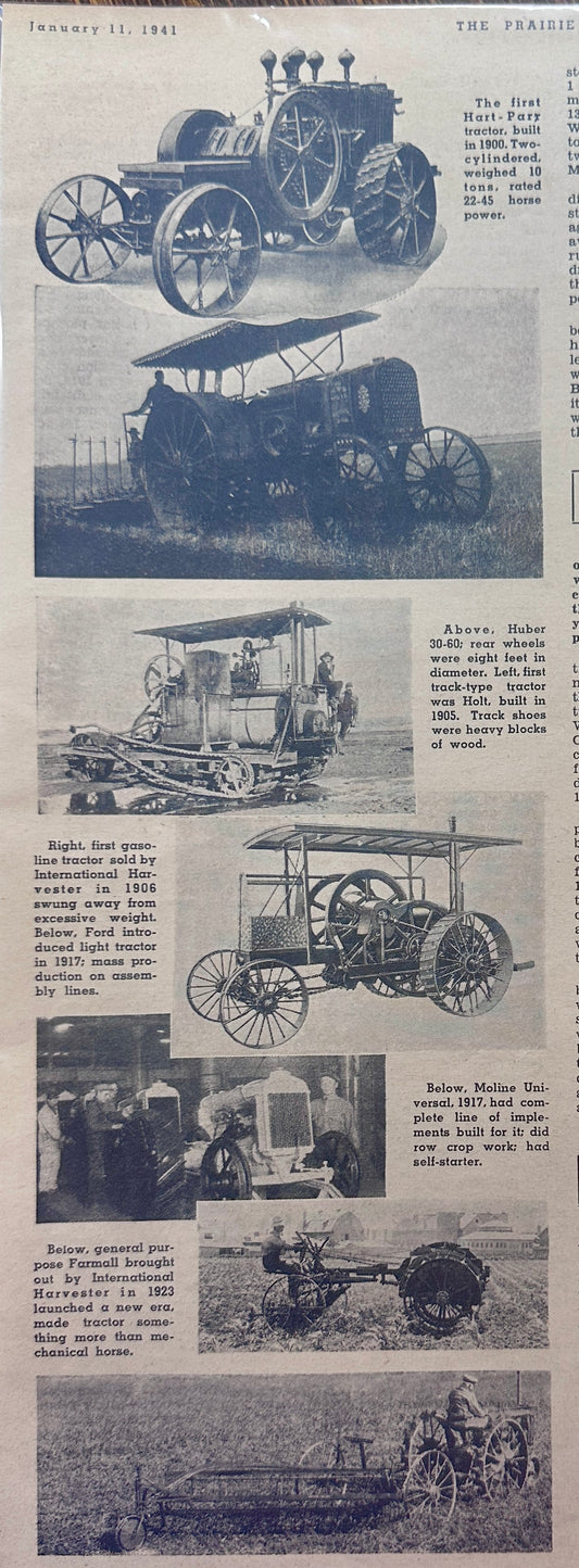 1941 Article on Early Tractors & Gas Engines Showing Real Photos AD #1256