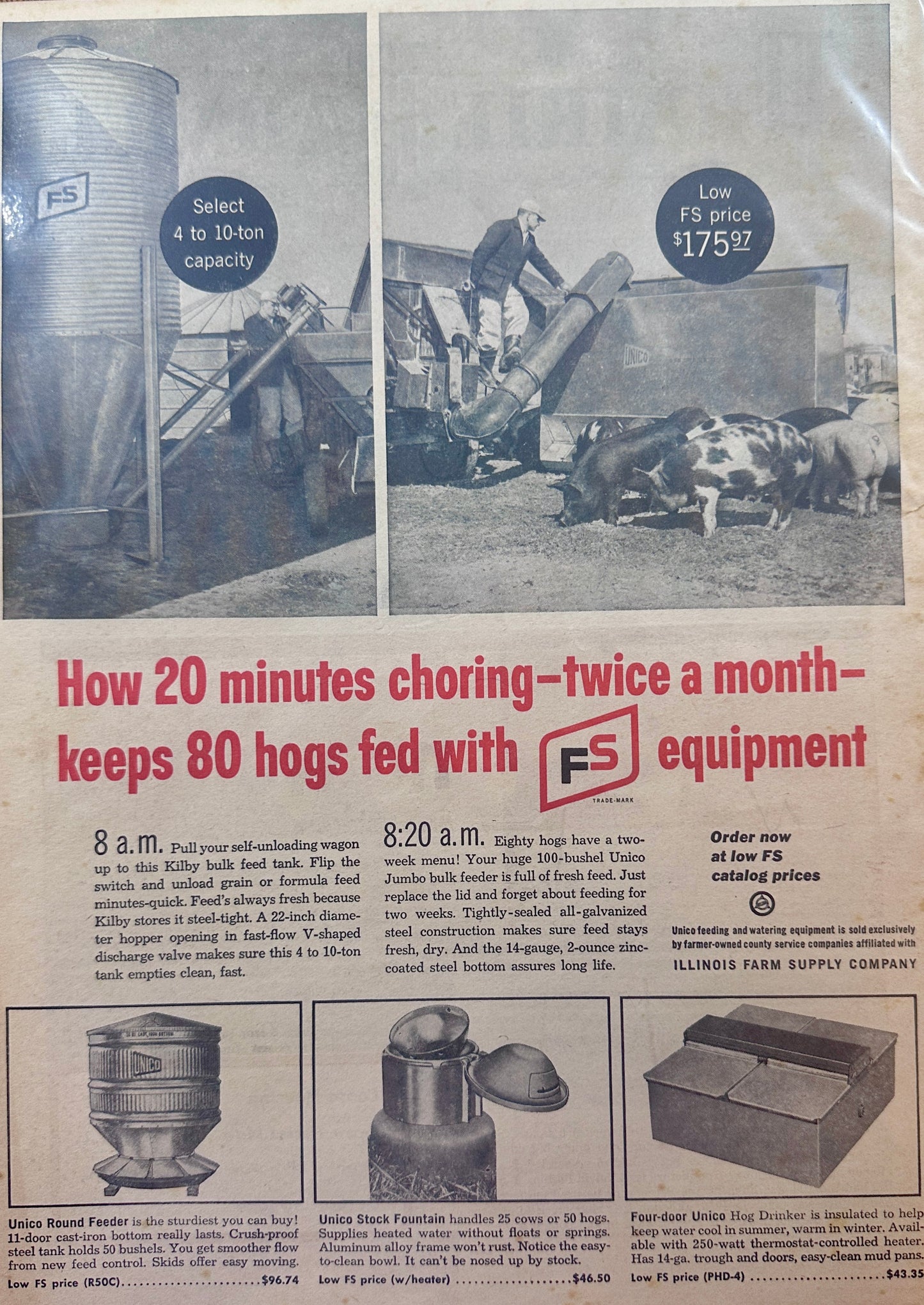 1959 Illinois Farm Supply Co FS - Livestock Feeders Ad # 1260