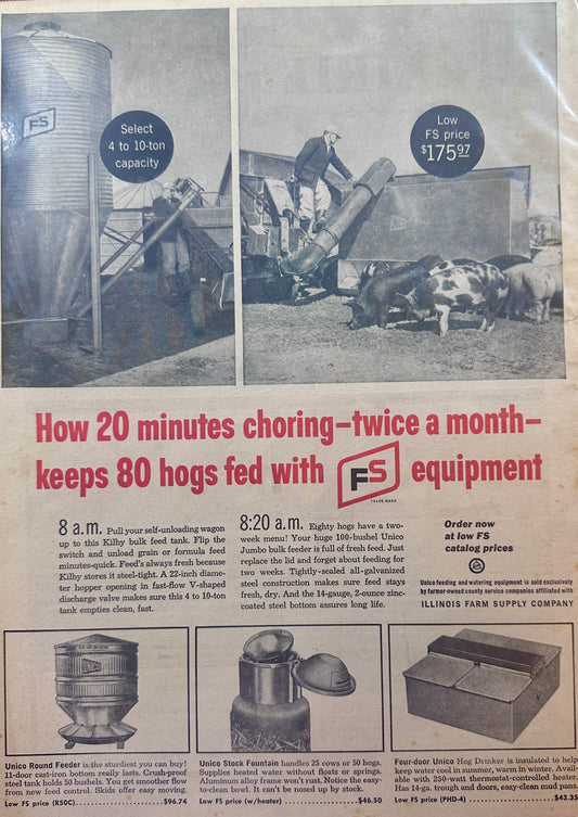1959 Illinois Farm Supply Co FS - Livestock Feeders Ad # 1260