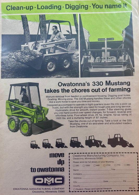1973 Owatonna 330 Mustang Skid Steer Ad #1262