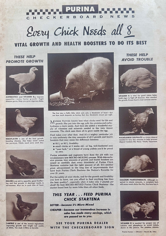 1954 Double Sided Centerfold Purina Checkerboard News Ad #1264