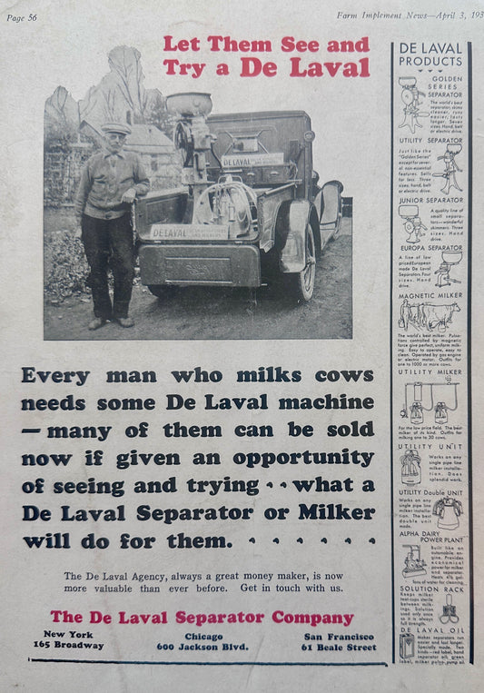 1930 De Laval Separator or Milker Try Before You Buy Ad #1279