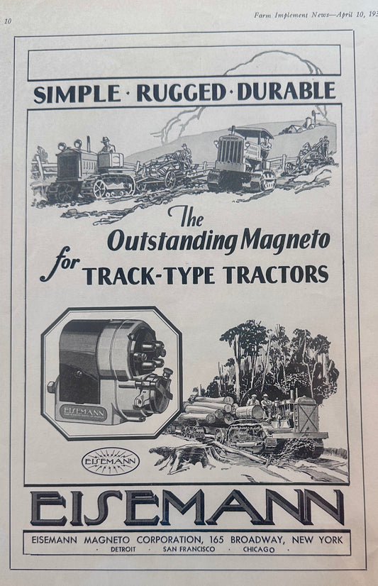 1930 Eisemann Magneto Corp for Track-Type Tractors Ad #1283