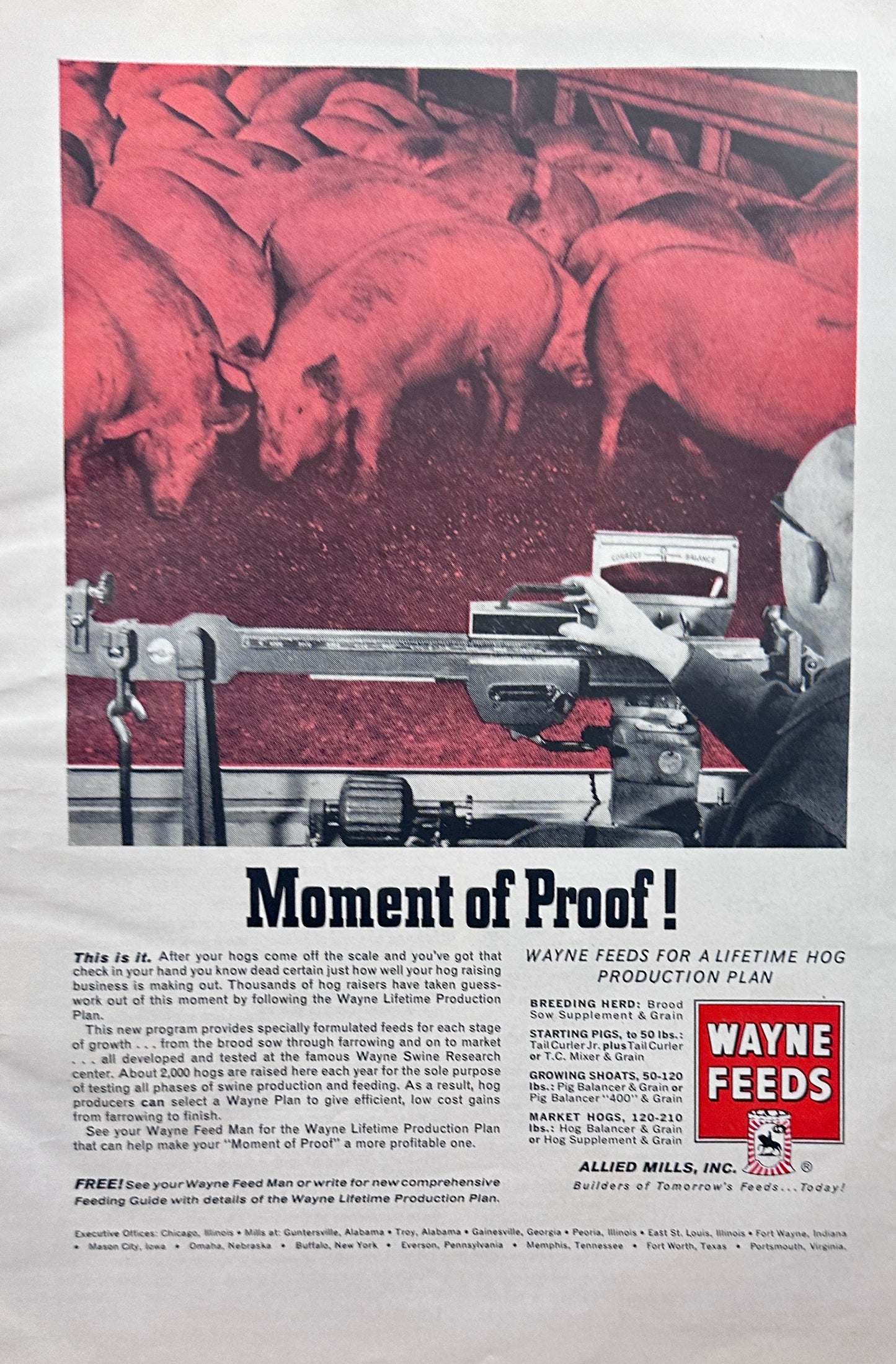 1962 Wayne Feeds - Moment of Proof Ad #1296
