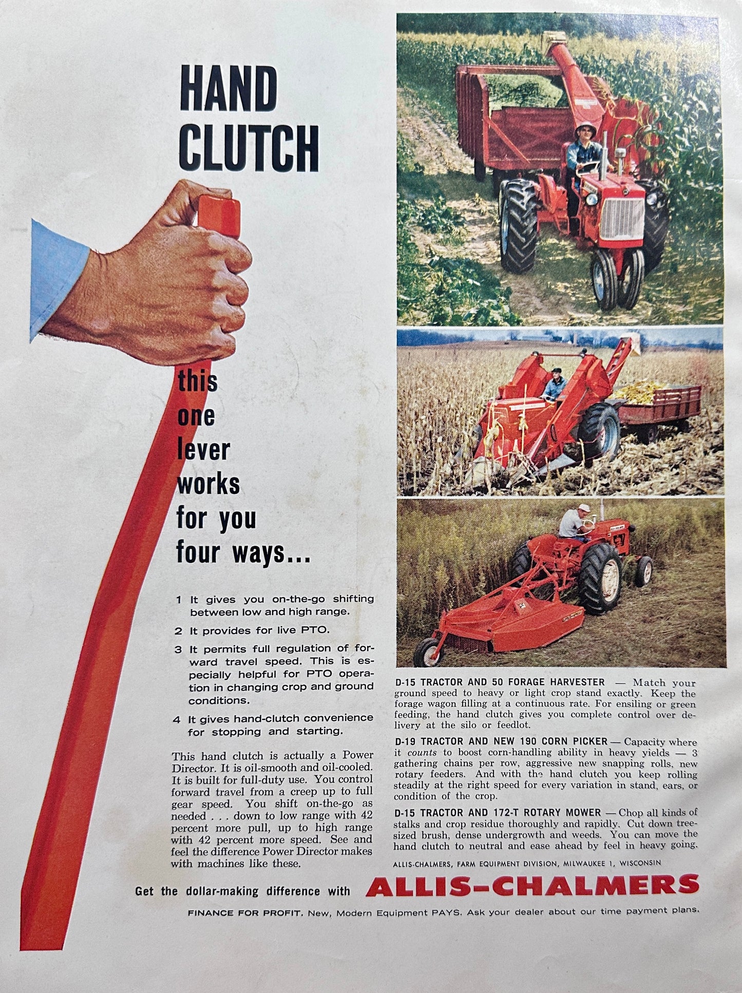 1962 Allis Chalmers Tractors & IMplements - Hand Clutch - Vintage Ad #1297