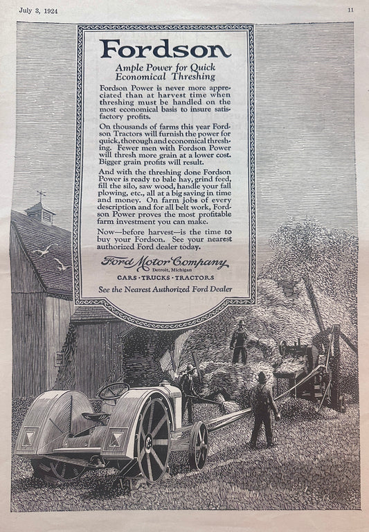 1924 Masterpiece Ad of Yesteryear - Fordson Tractor - Ad #1303