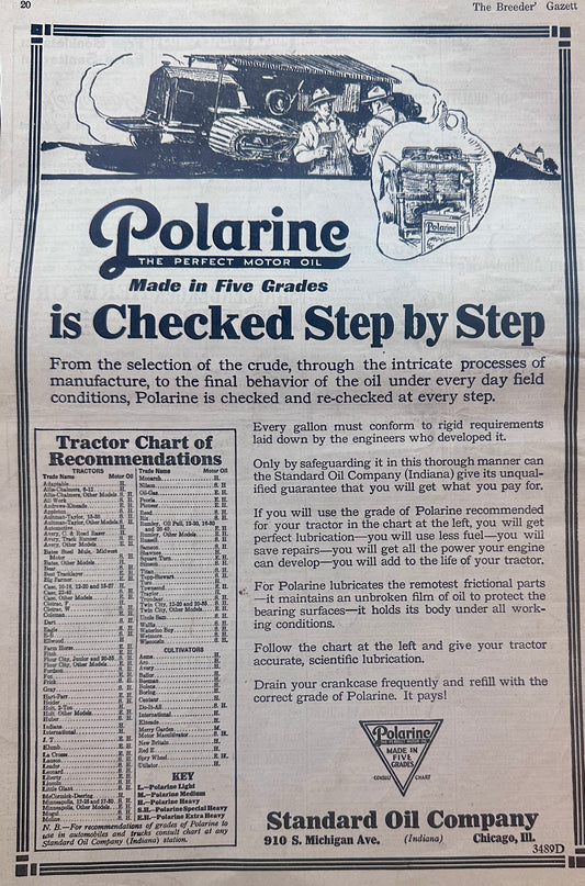 1924 Masterpiece Ad of Yesteryear - Polarine - Standard Oil - Ad #1304