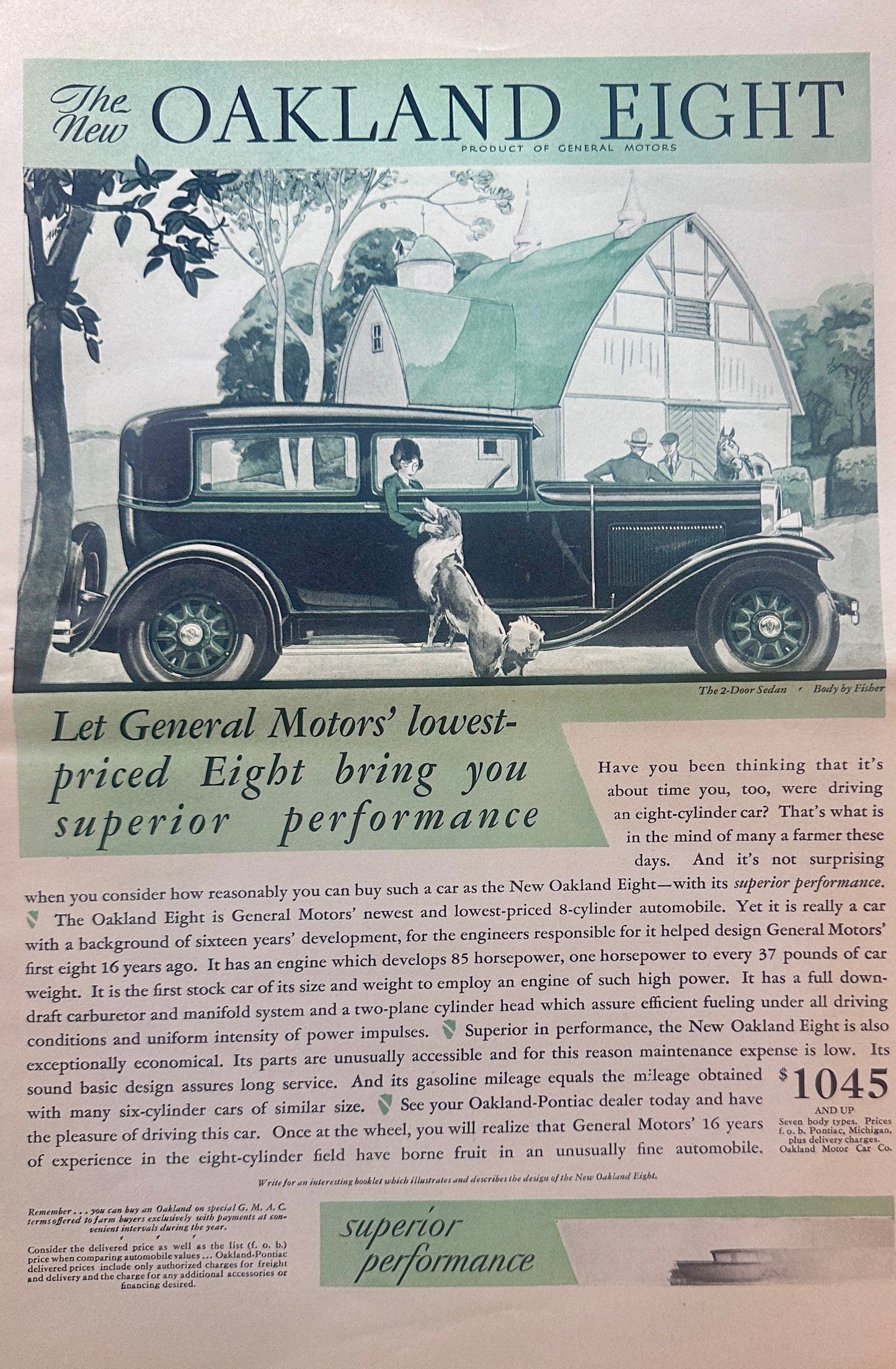 Masterpiece Ad of Yesteryear - RCA Radiola & Oakland Eight Sedan #1307