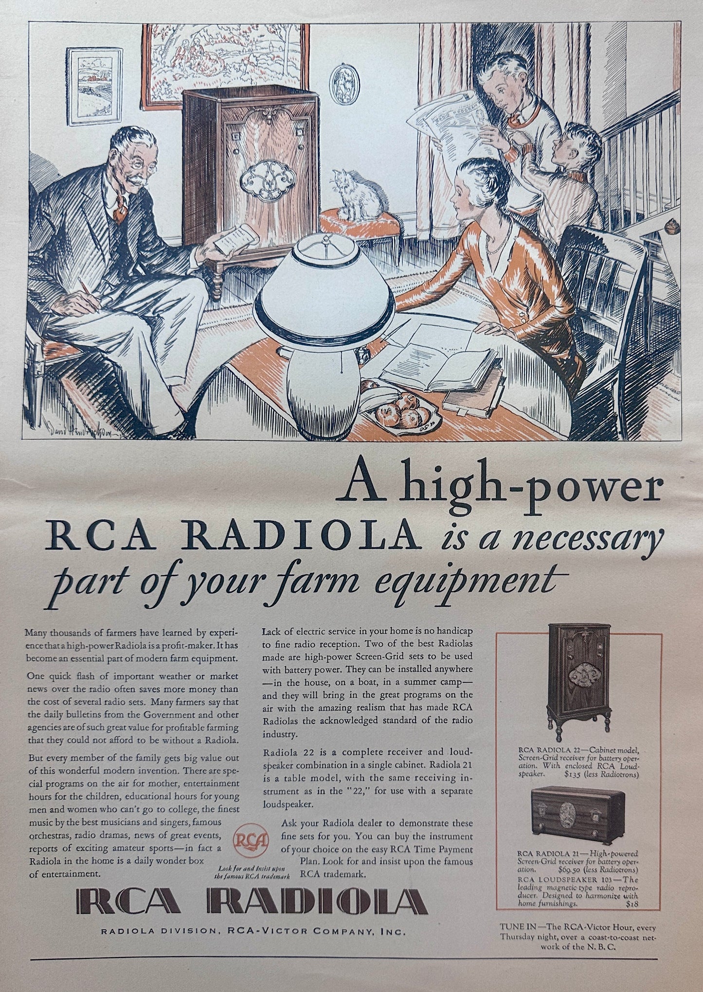 Masterpiece Ad of Yesteryear - RCA Radiola & Oakland Eight Sedan #1307