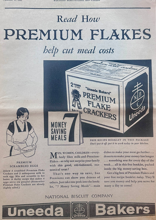 1932 Nabisco UNEEDA Bakers Early Cracker Ad # 1310