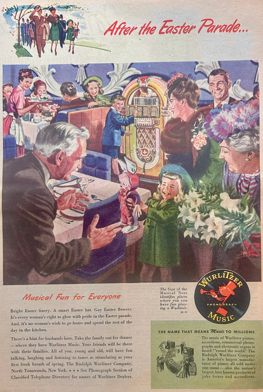 1947 Wurlitzer Jukebox Phonograph Ad # 1324 - Unique