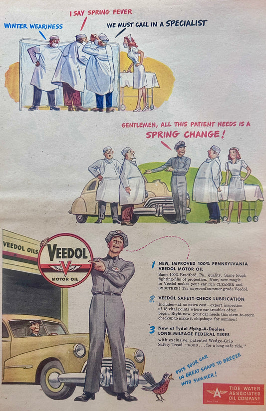 1947 Veedol Flying "A" Motor Oil  Classic Ad #1323