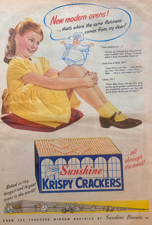 1947 Sunshine Krispy Crackers - Vintage Ad #1322 - Sunny Yellow