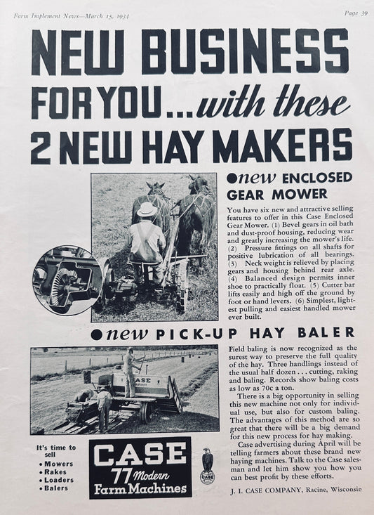 1934 2 New Hay Makers from CASE, Racine, WI #1393