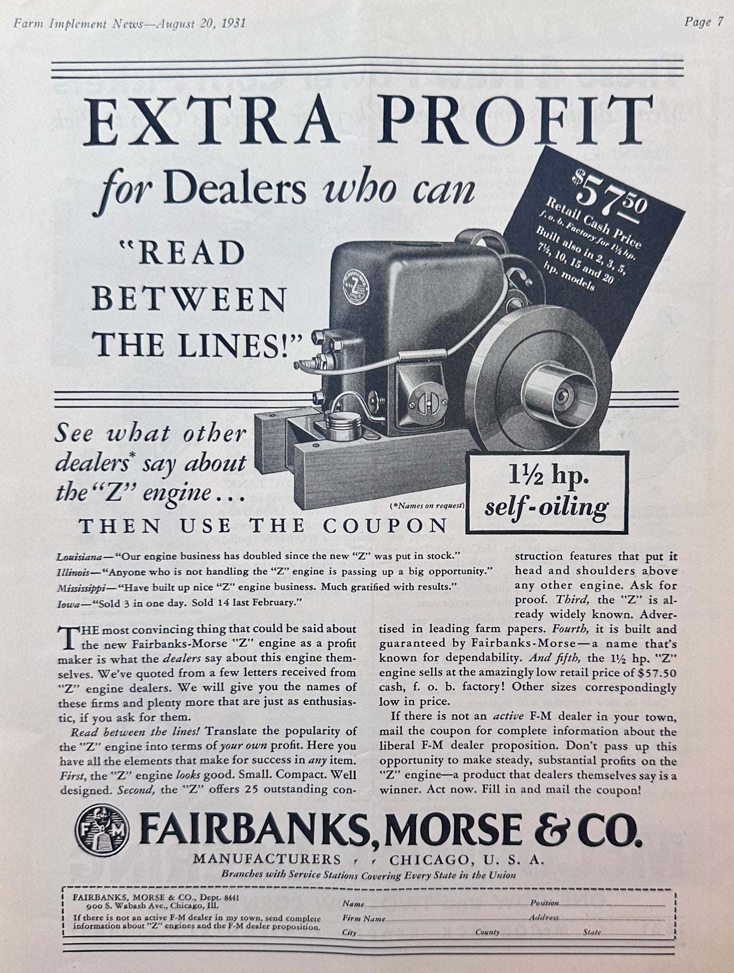 1931 Dual Farm Ads McCormick-Deering Corn Pickers And Fairbanks Model Z Engine #1377