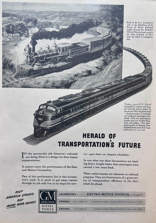 1944 WWII ERa General Motors Diesel Locomotive Boston & MAine N974