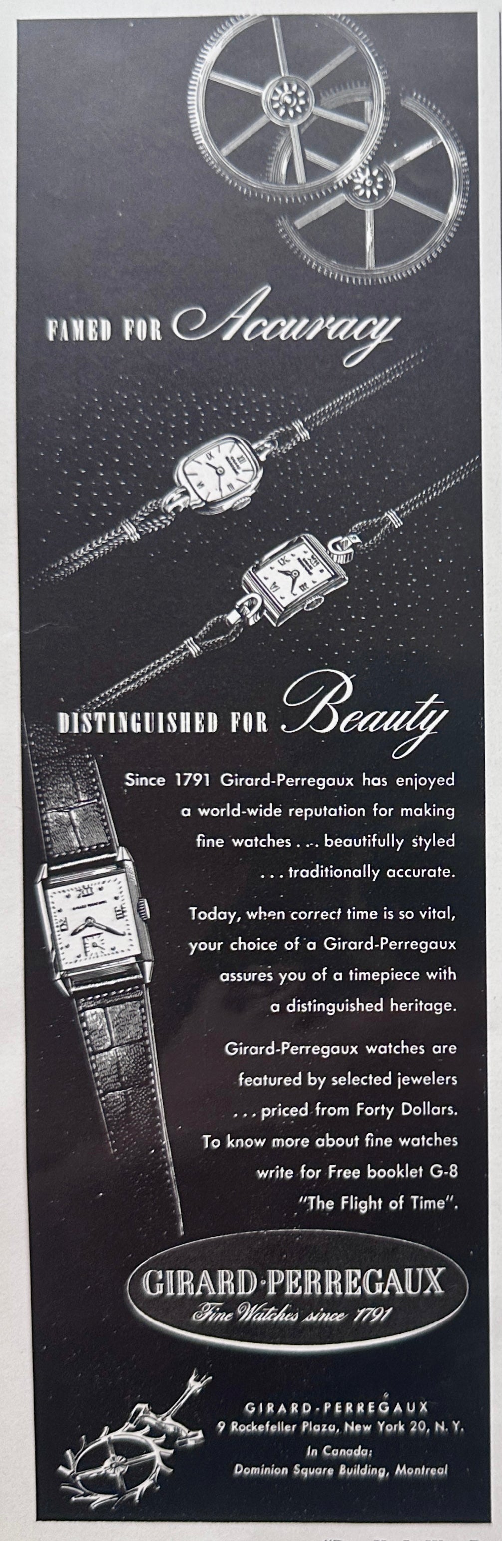 1945 Lot of (4) Girard-Perregaux Wristwatch Ads N981-1-2-3-4