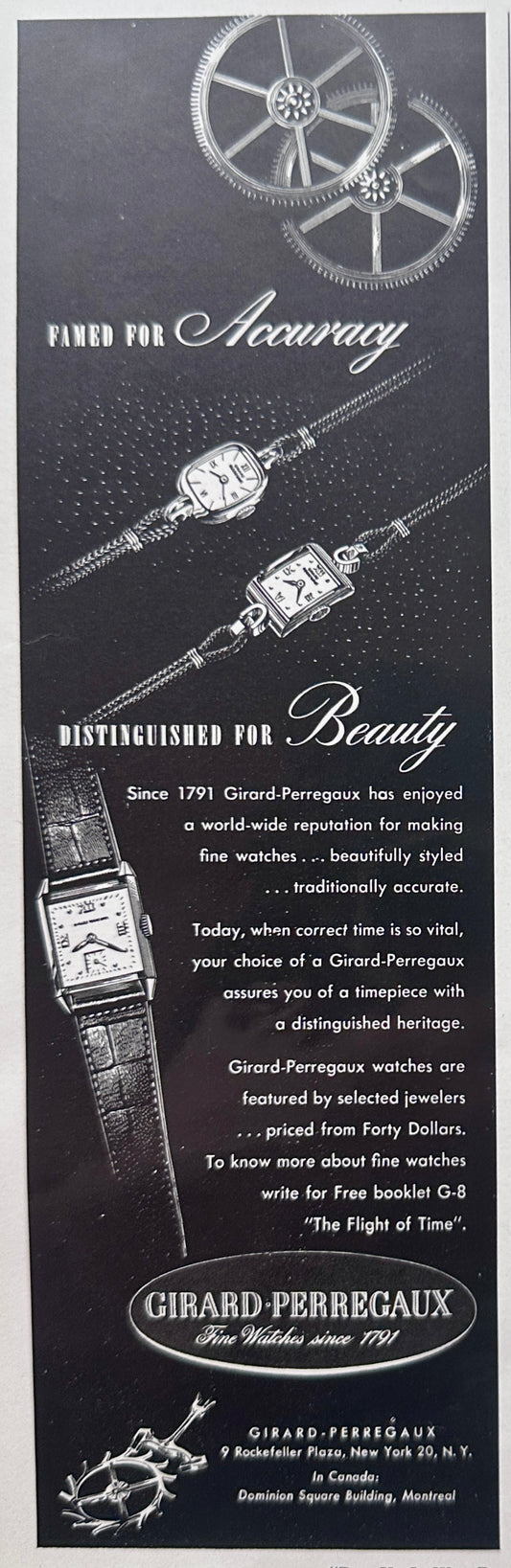 1945 Lot of (4) Girard-Perregaux Wristwatch Ads N981-1-2-3-4