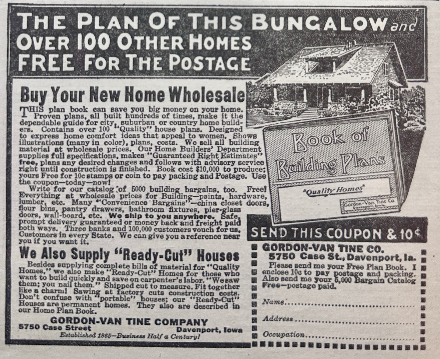 1915-1916 Gordon-Van-Tine House Plan Advertisements #N982-1-2