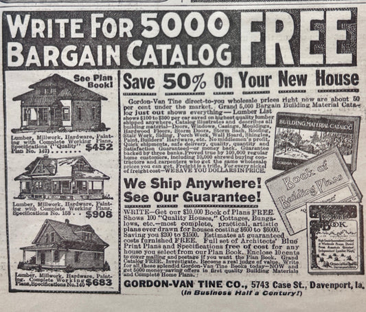 1915-1916 Gordon-Van-Tine House Plan Advertisements #N982-1-2