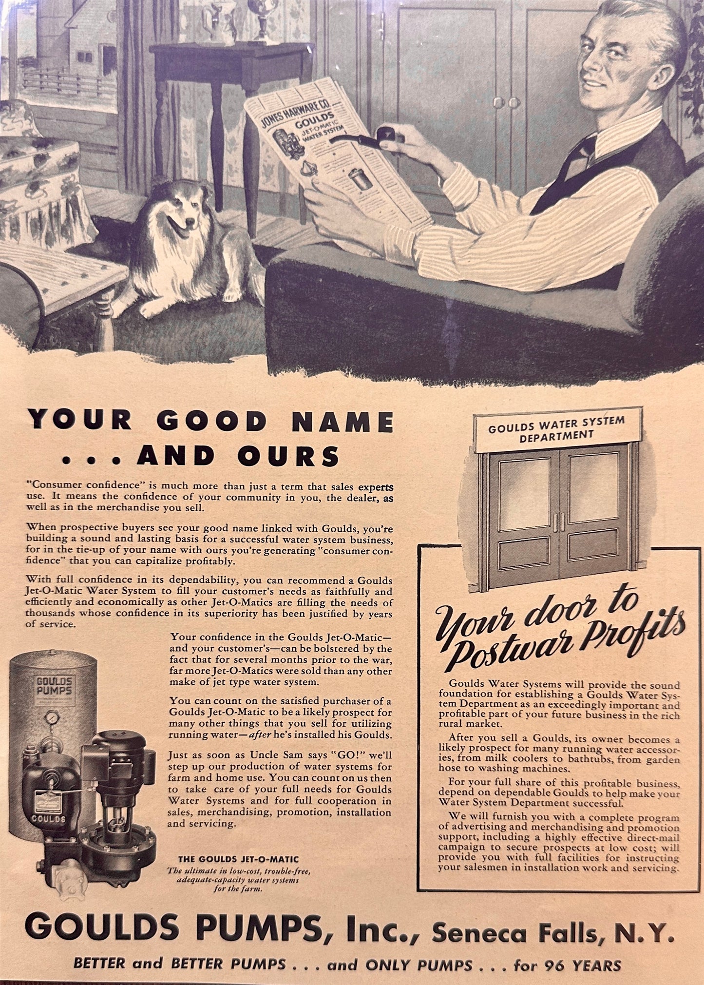 1944 Goulds Pumps, Seneca NY Your Good Name & Ours Ad N984