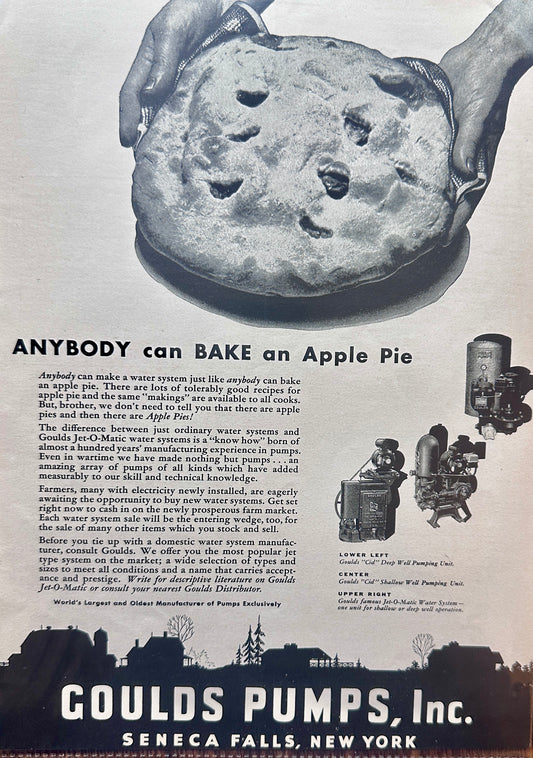 1944 Goulds Pumps Anybody Can Bake an Apple Pie - N985