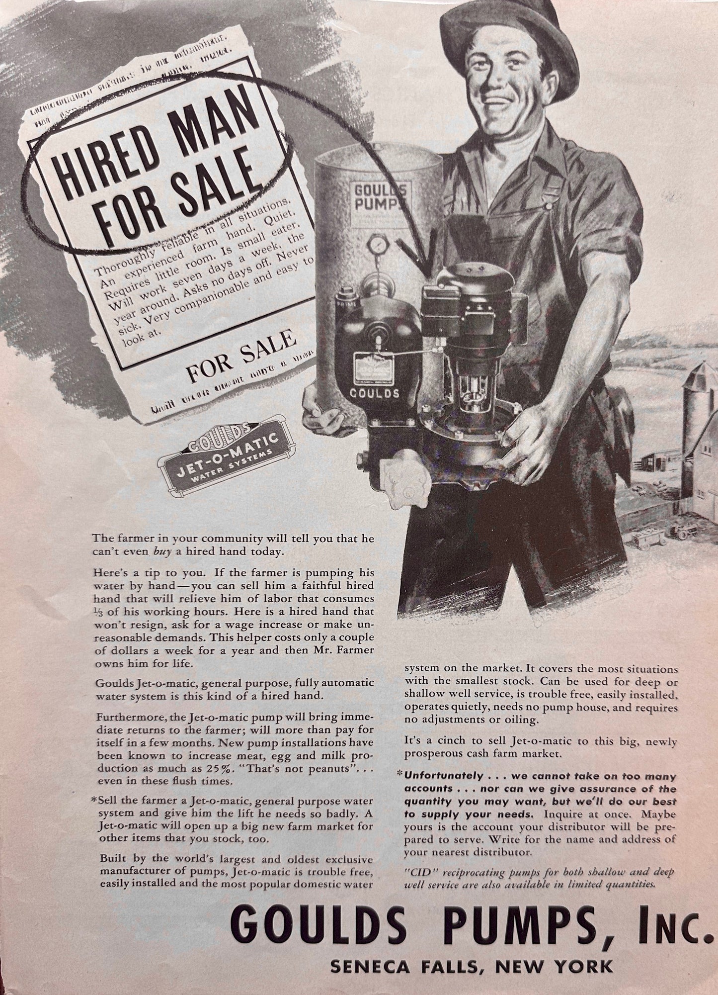 1943 Goulds Pumps Hired Man for Sale - Ad #1405