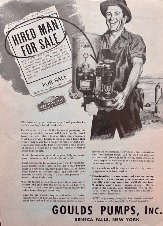 1943 Goulds Pumps Hired Man for Sale - Ad #1405