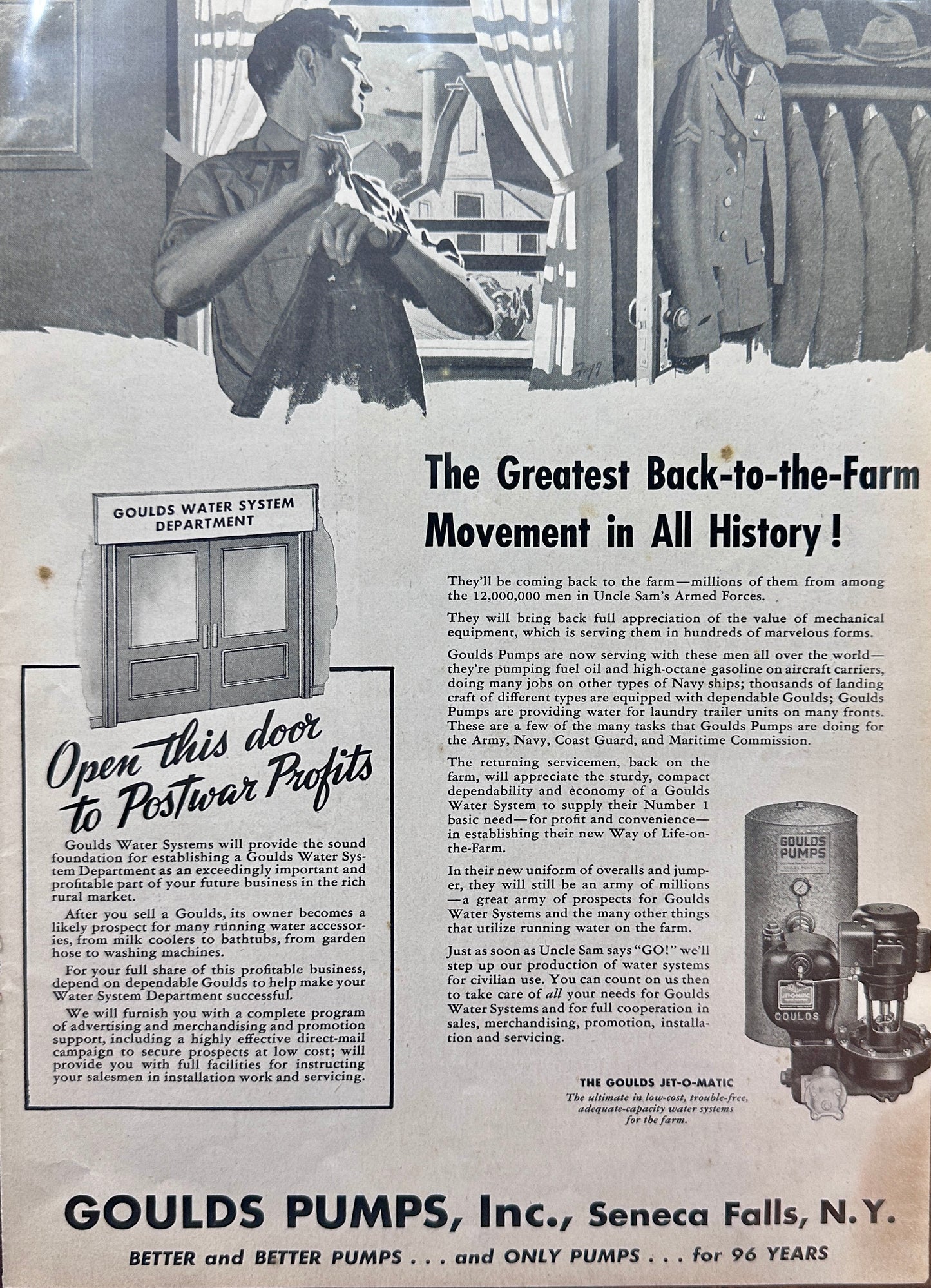 1944 Goulds Pumps - Greatest Back-to-the-Farm Movement Ad #N987
