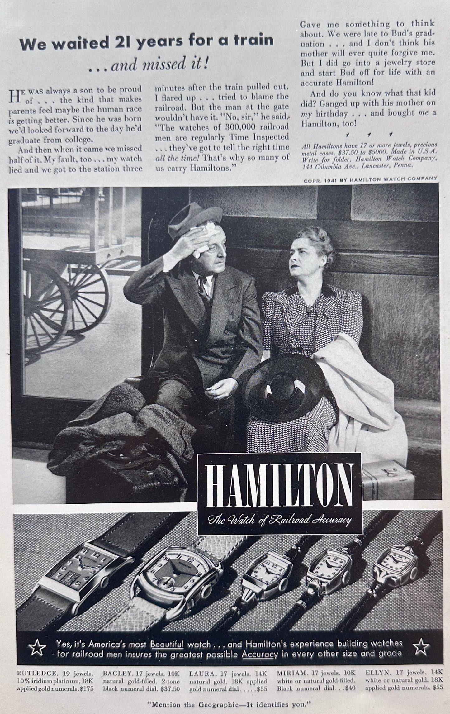 1941 Hamilton Watch Ads (Lot of 3) N990-1-2-3
