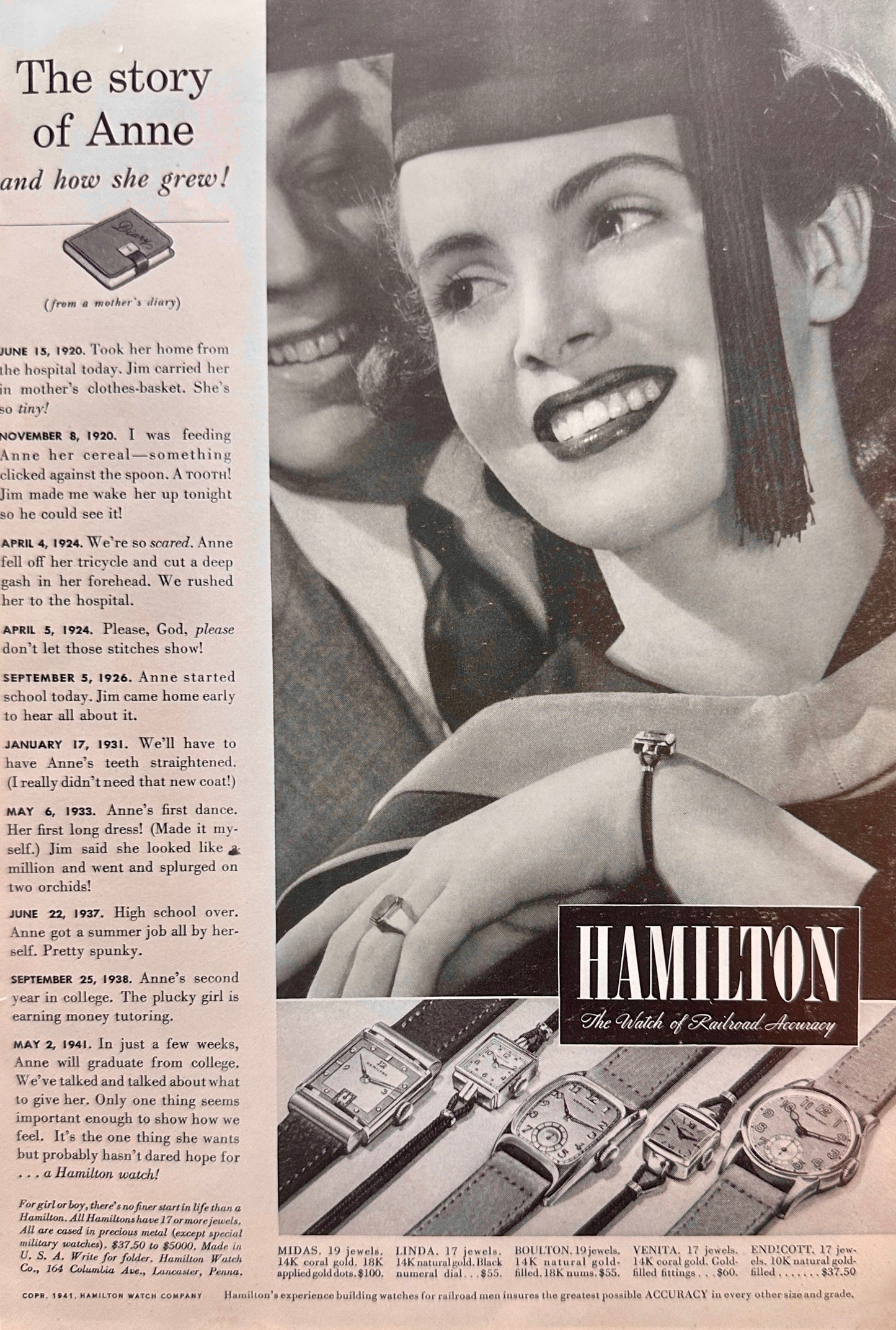 1941 Hamilton Watch Ads (Lot of 3) N990-1-2-3
