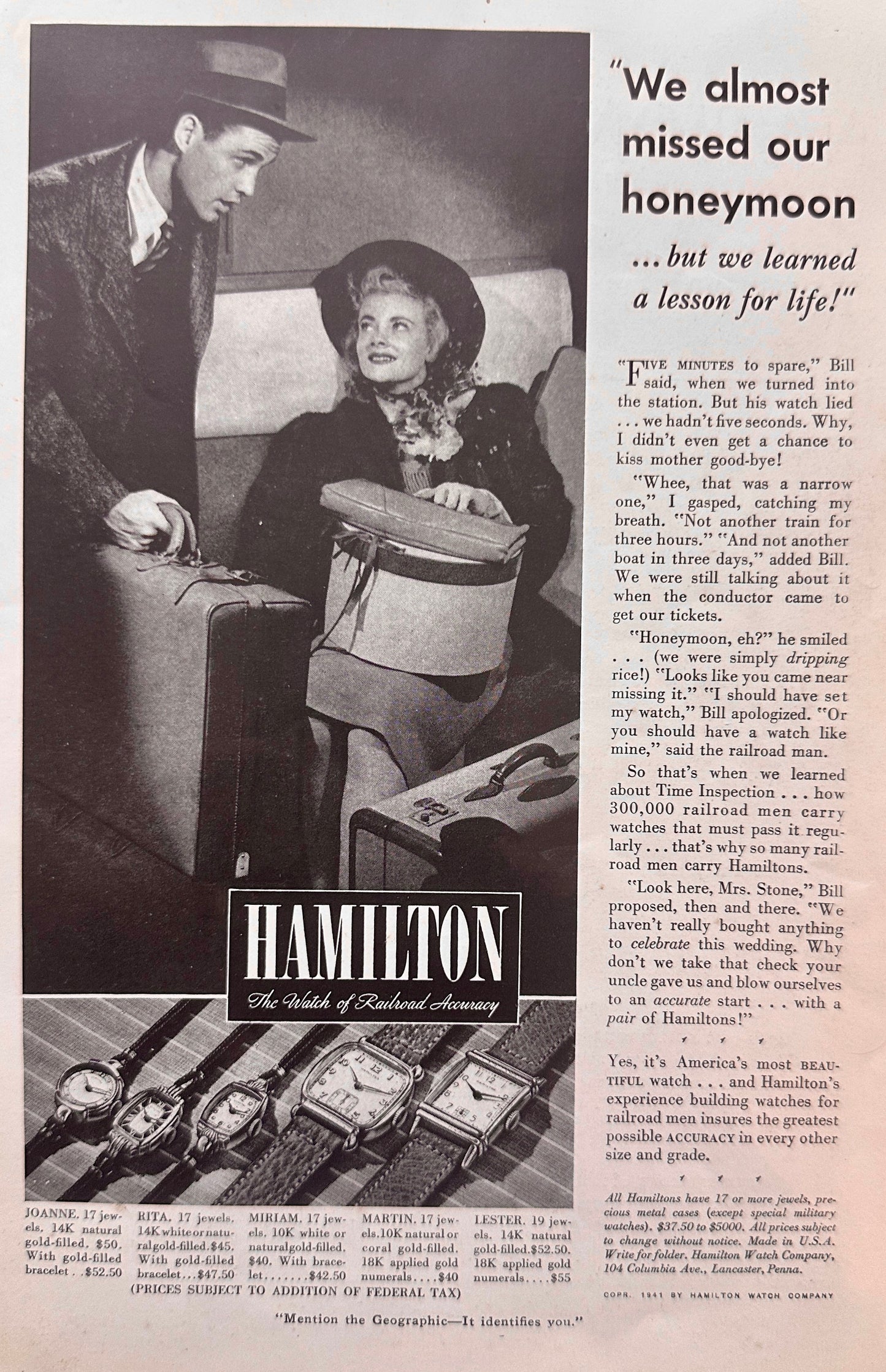 1941 Hamilton Watch Ads (Lot of 3) N990-1-2-3