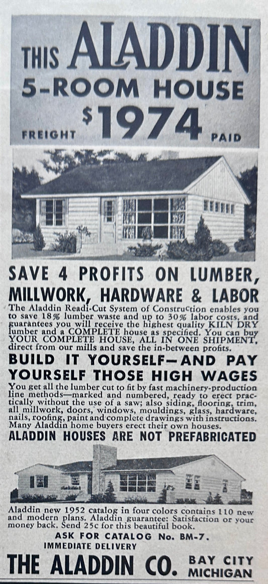 1951 & 1952 Aladdin Readi-Cut Houses Vintage Ads N993-1-2