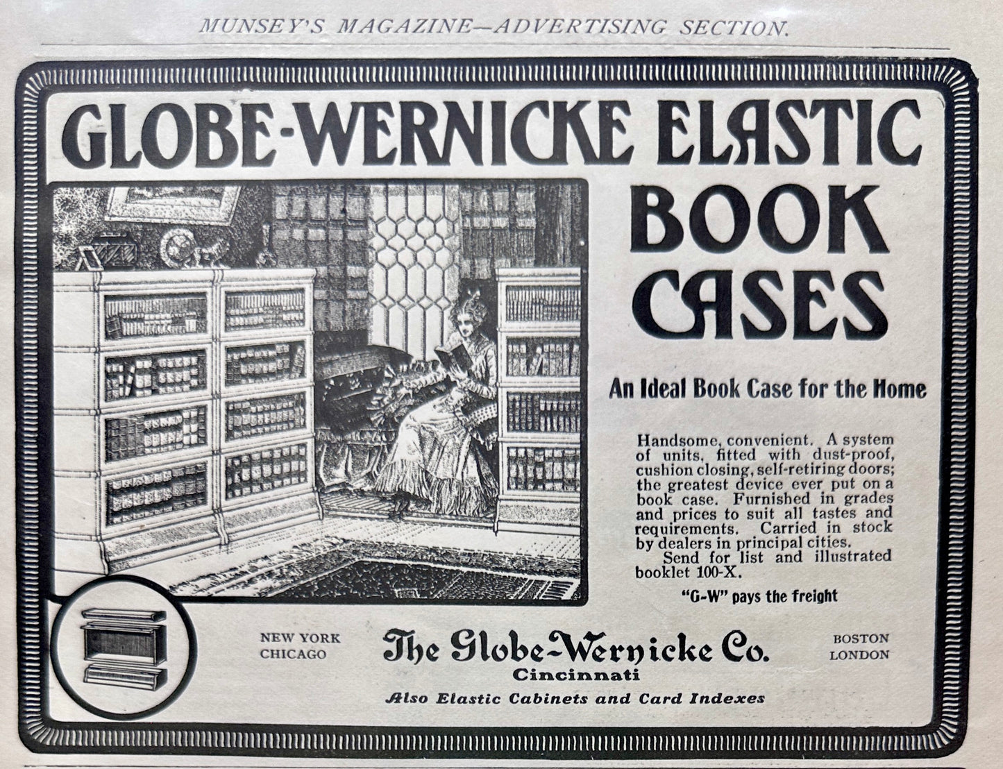 1901 Globe -Wernicke Elastic Book Case Original Ad #N995