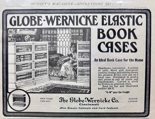 1901 Globe -Wernicke Elastic Book Case Original Ad #N995