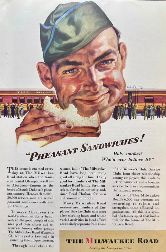 1945 WWII Era The Milwaukee Road Serving the Services & You #N998