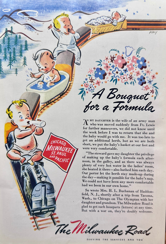 1945 WWII Era The Milwaukee Road A Bouquet for a Formula Ad # N999