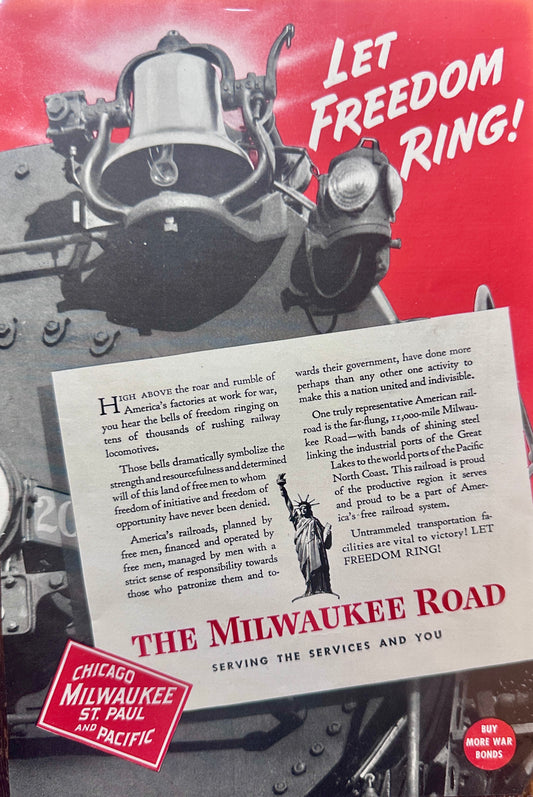 1943 WWII Era The Milwaukee Road - Let Freedom Ring! Ad #N1003