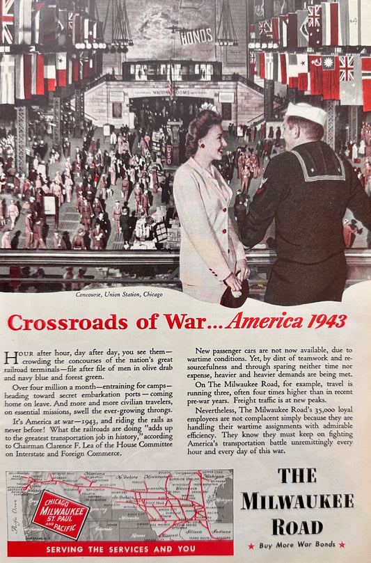 1943 The Milwaukee Road Railway Crossroads of Wat - America 1943 AD #N1004
