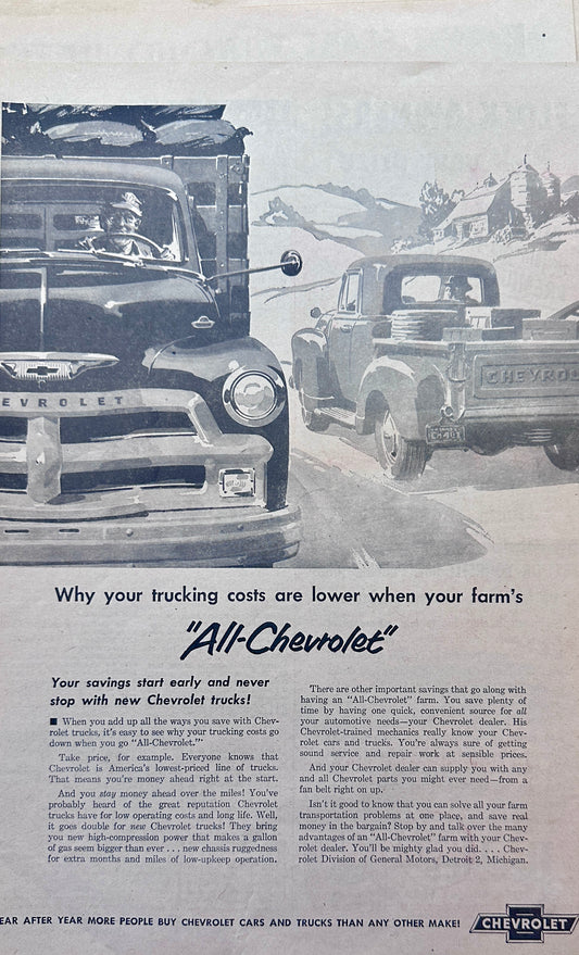 1954 Chevrolet Farm Trucks - All Chevrolet Ad #1416