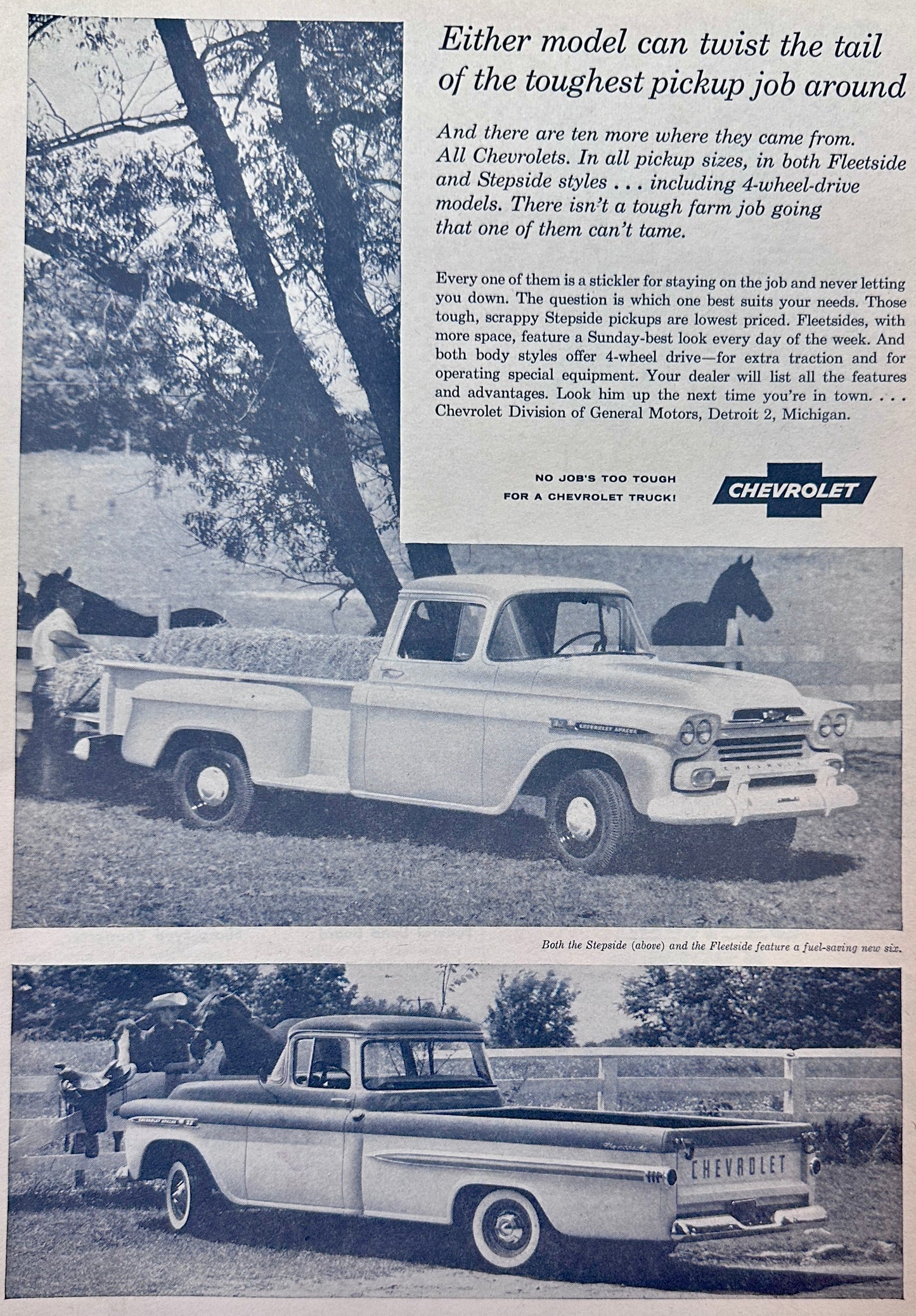 1959 Chevrolet Task Force Pickups - Stepside & Fleetside Ad #1412