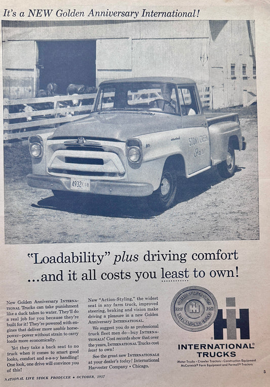 1957 International Harvester A-100 Golden Jubilee Custom Pickup AD # 1417