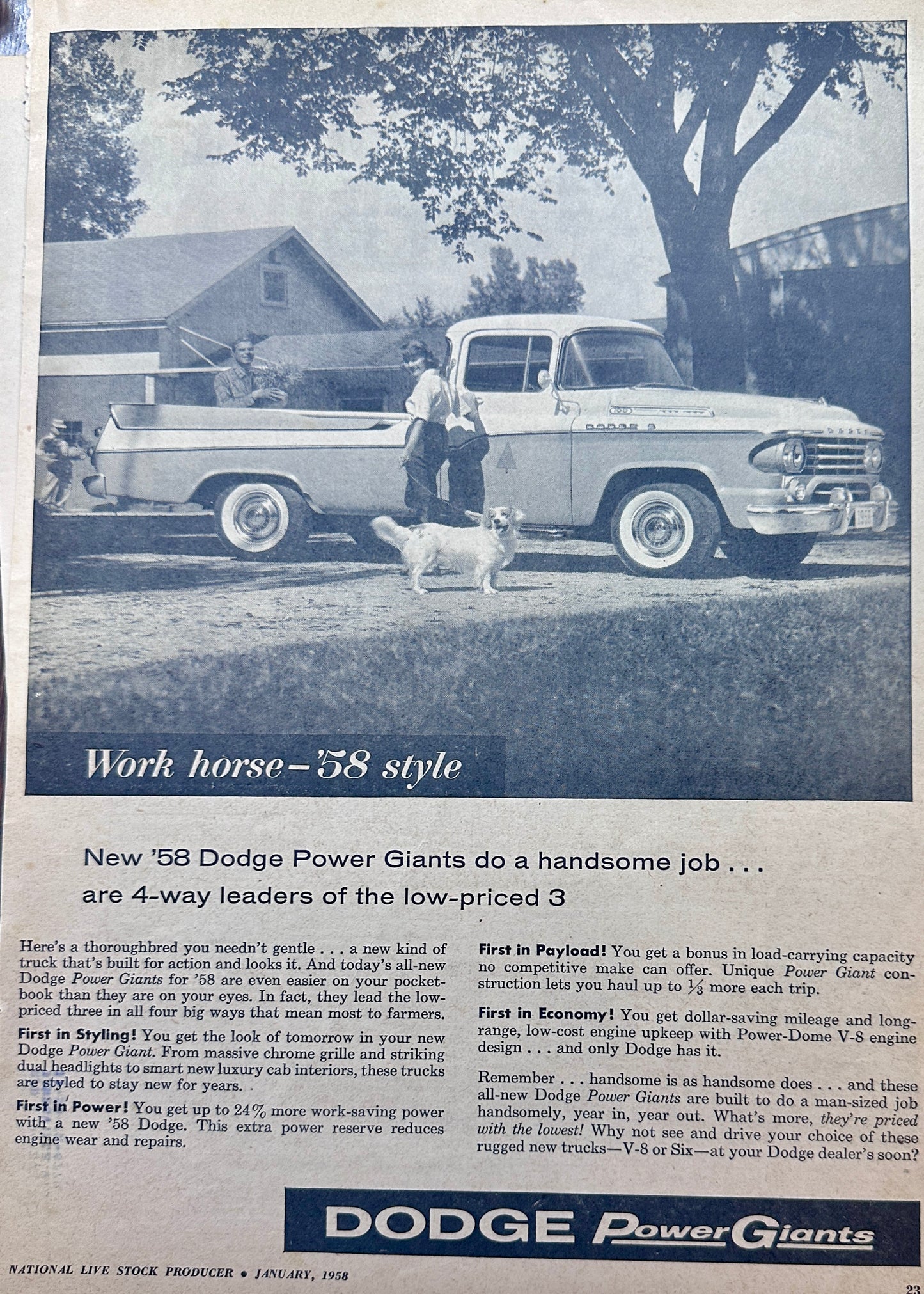 1958 Dodge D100 Sweptside Pickup Vintage Ad #1408