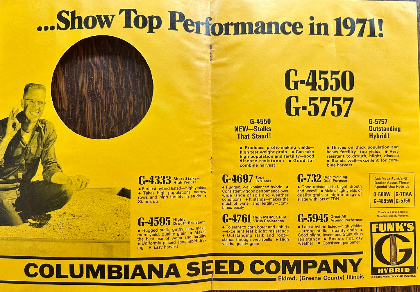 1971 Funk's G Hybrid Centerfold - WInner's Circle- Columbian Seed Co #N1021