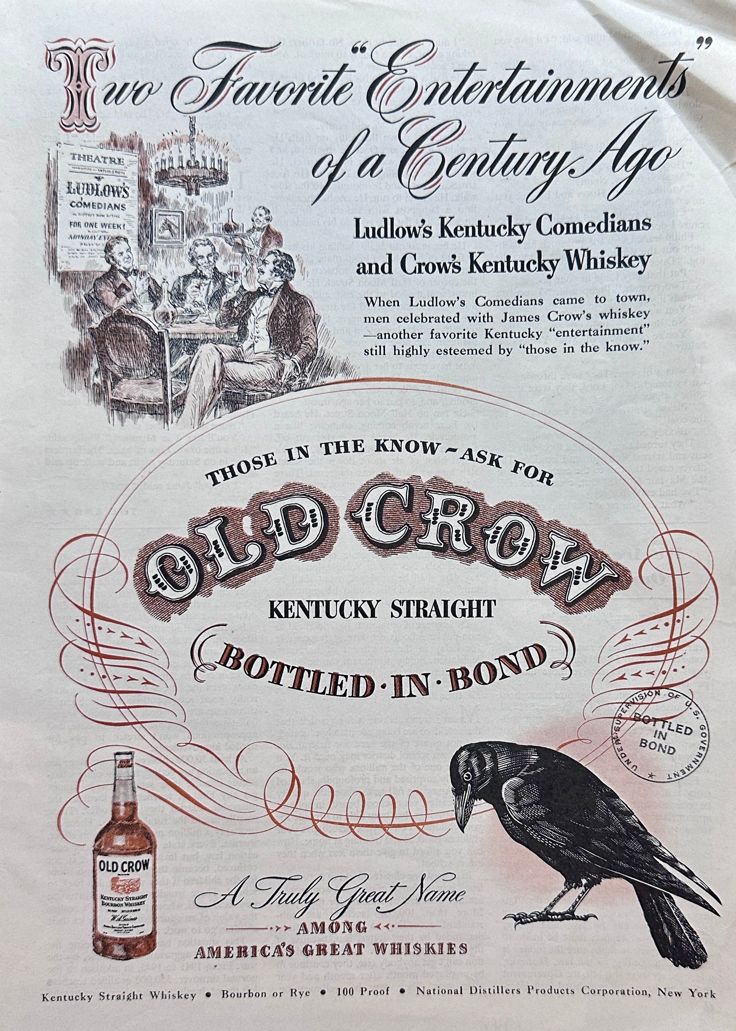1948 Old Crow Ketucky Stright Bourbon - Vintage Ad #N1023