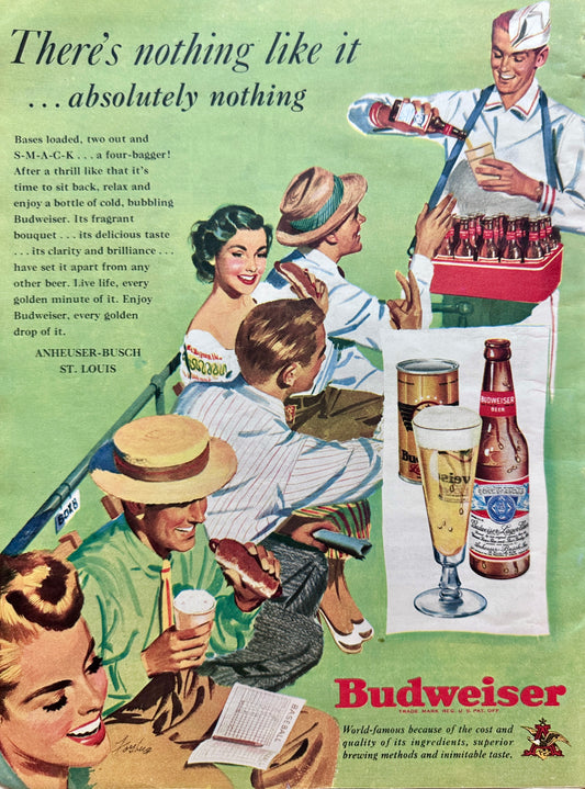 1949 Budweiser Beer at the Baseball Game Ad #N1033